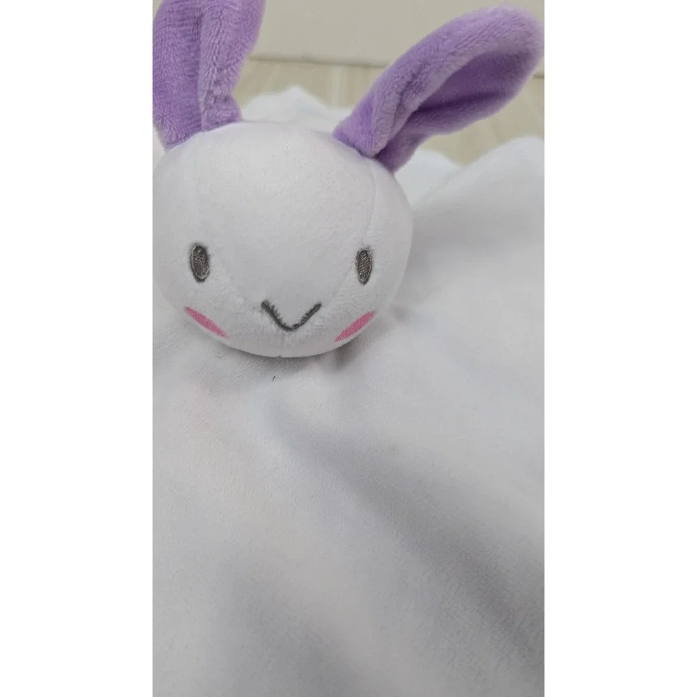 Baby Essentials Security Blanket White Purple Ears Bunny Rabbit Lovey Plush